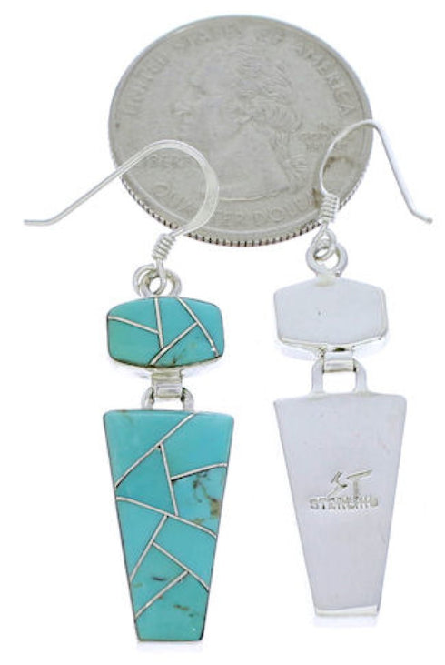 Sterling Silver Southwest Turquoise Hook Dangle Earrings EX29526